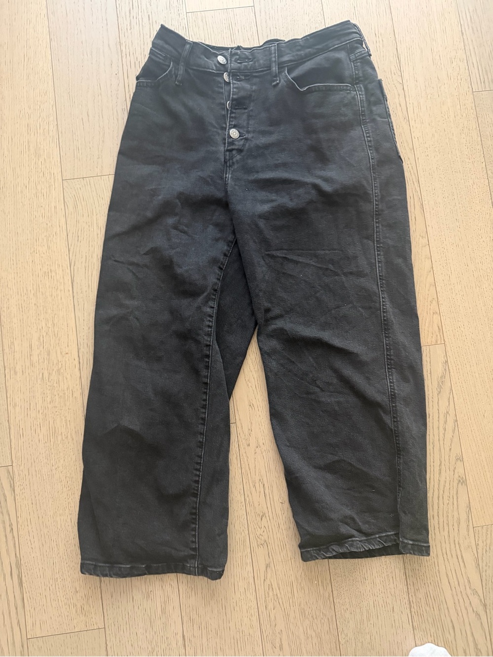 Levi's Black High waist cropped Wide-Leg Jeans